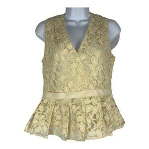 Isaac Mizrahi For Target XS Yellow Lace Sleeveless Peplum Top
